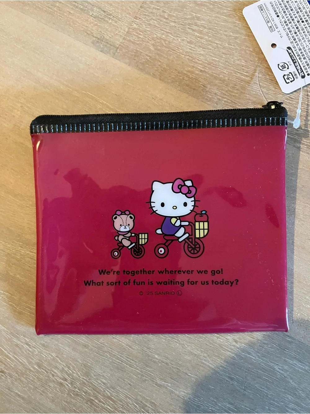 RARE Hello Kitty Sanrio Red Zipper Flat Pouch